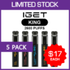 IGET KING – 2600 PUFFS – 5 PACK
